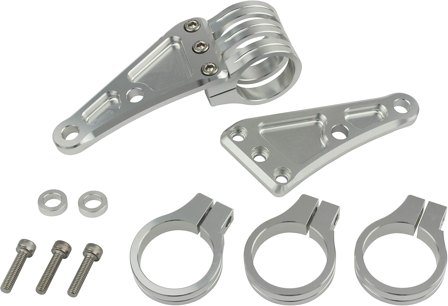 POSH 031048-36 Motorcycle Accessories Machine Long Headlight Stay, 3 Circle Clamp Type, Fork Diameter 1.5 Inches (39 Mm), Black