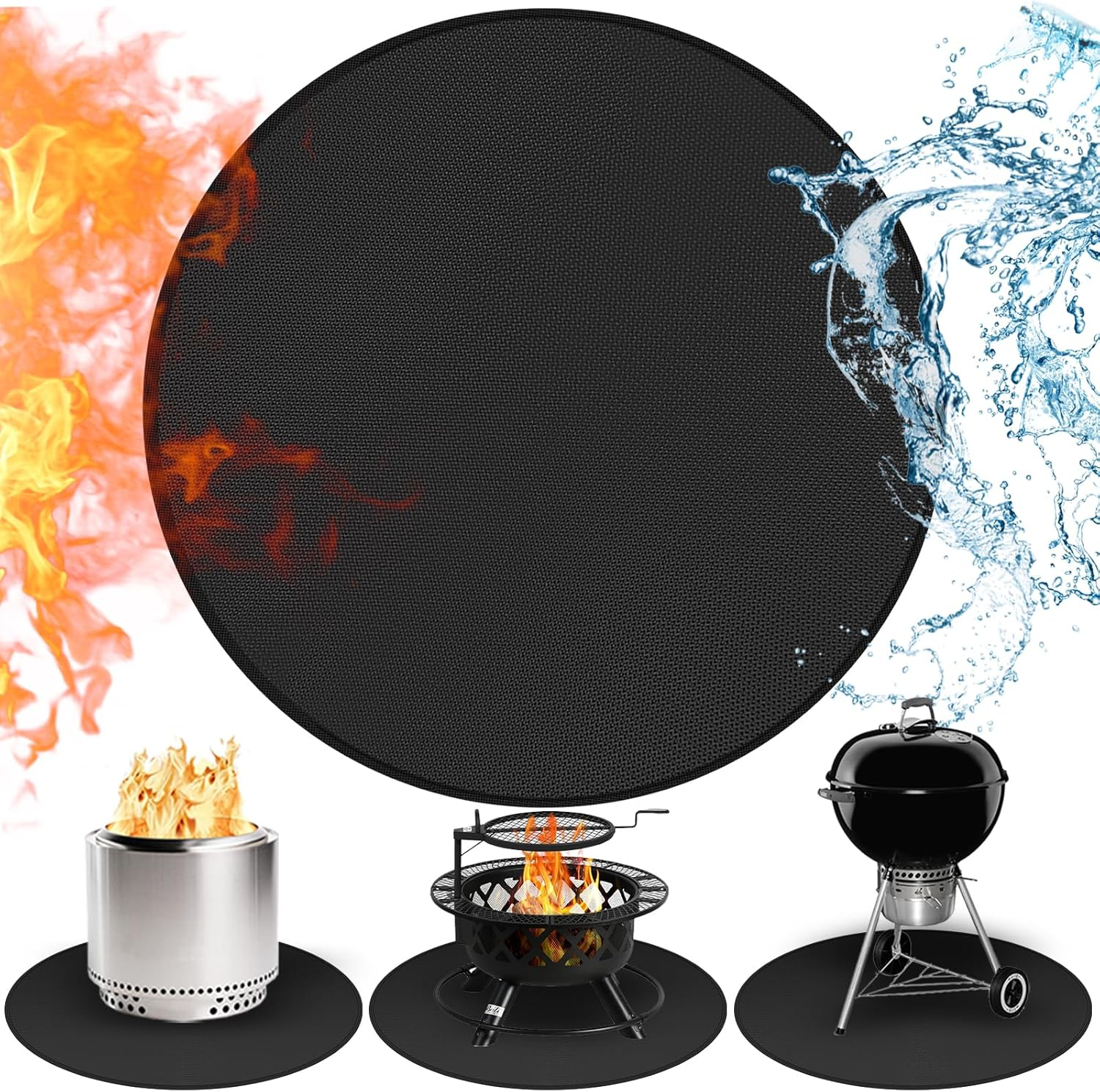 Round Fire Pit Mats for under Fire Pit Compatible with Solo Stove Ranger Accessories Compatible with Solo Stove, 3-Layer Easy to Clean under Grill Mats for Outdoor Grill to Protect the Deck, 39In