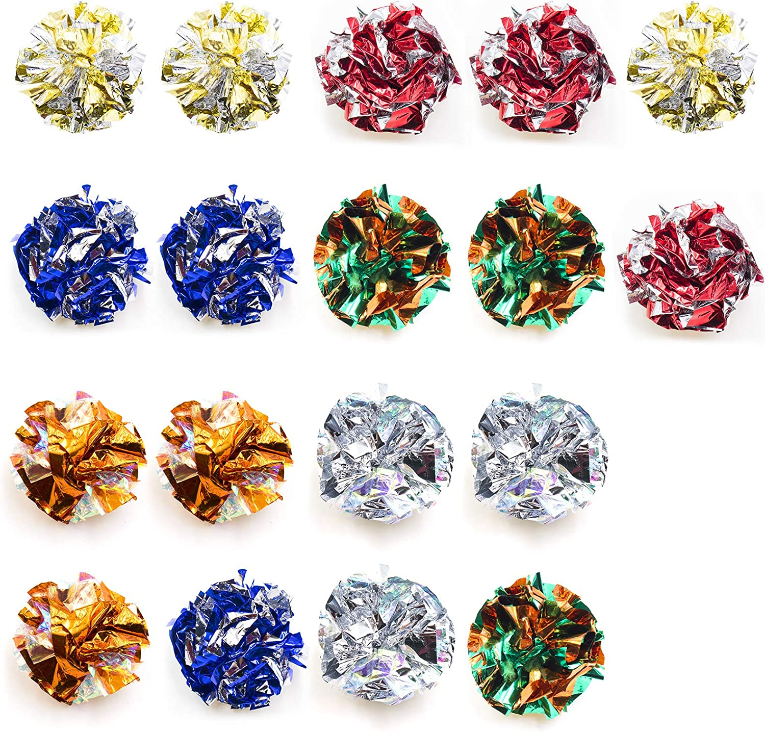 VAPKER 6Cm/2.36 Inches Large Cat Crinkle Balls Toys, Colorful Mylar Crinkle Balls for Pet Kitten(18Pcs Random Color) image number 4
