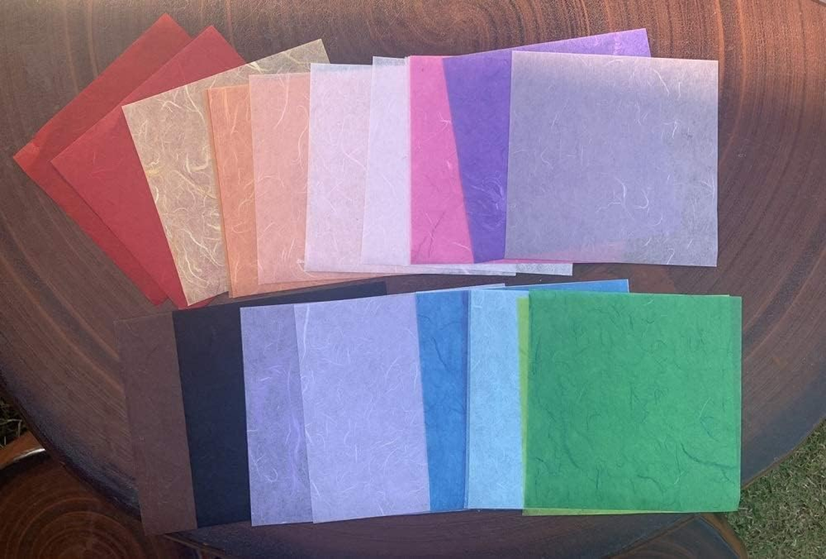 50 Sheets 6 X 6 Inches Natural Fiber Mulberry Paper Sheets Square Origami Paper Arts Folding Craft, Decoration Paper, Square Folding Paper for DIY Crafts (Mixed Colors Rice Straw Etc.,, 6 X 6) - Mixed Colors Rice Straw Etc. image number 3