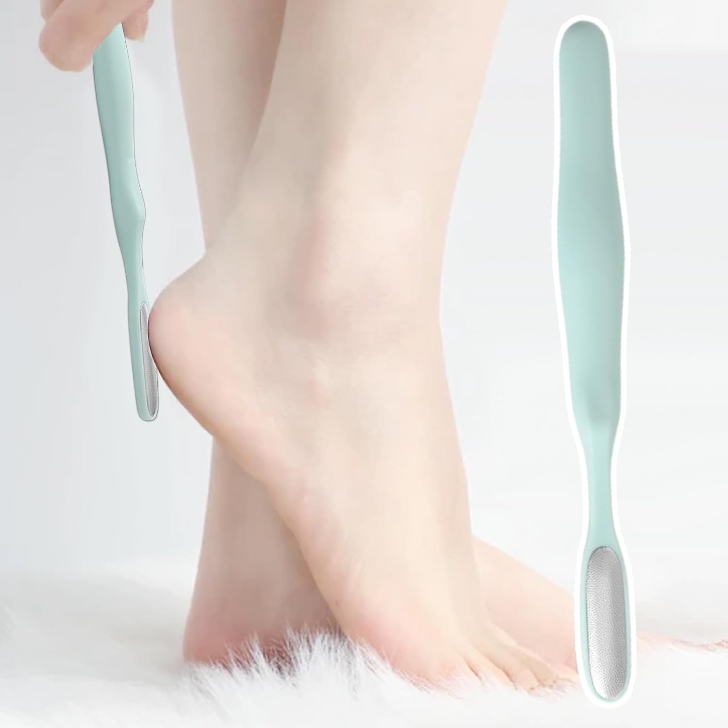 Pedicure Foot File, Long Handle Callus Remover with Stainless Steel Scrubber and Toe Cleaning Brush, 19X2Cm Foot Care Tool for Dead Skin Removal and Toes Crevice Cleaning at Home image number 5