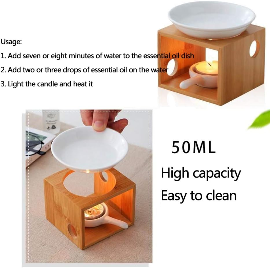 Scented Candle Fragrance Melter Tea Light Holder,Ceramic Tea Light Holder Essential Oil Burner Candle Aroma Diffuser for Spa Yoga Meditation Buddhist Christmas image number 3