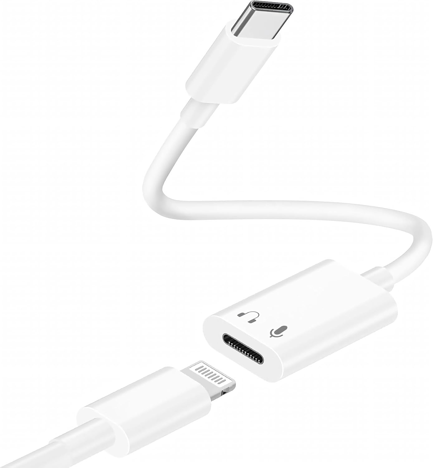 USB C to Lightning Audio Adapter, Super Durable Multi-Functional Plug-And-Play Converter Accessory, Suitable for Mobile Phones, Tablets, Laptops (White) image number 1