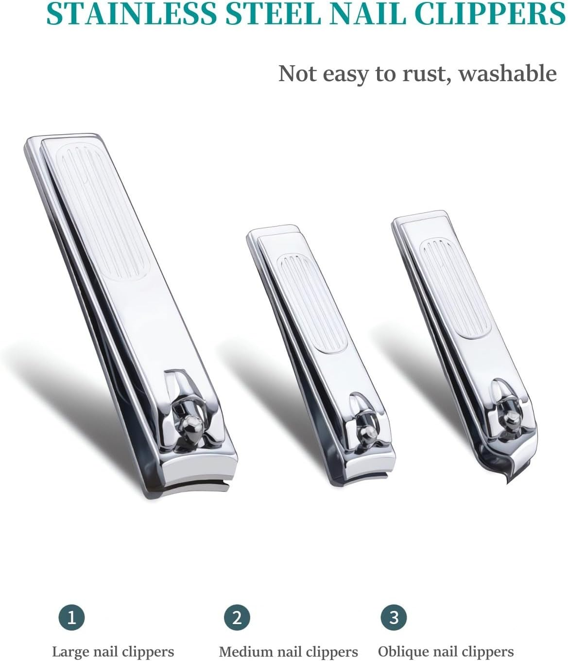 Nail Clipper Set, 6 Pcs Toenail Clippers, Stainless Steel Fingernail Clipper, and PU Leather Manicure Set, Purse Essentials Travel Nail Kit Gift Ideas image number 3