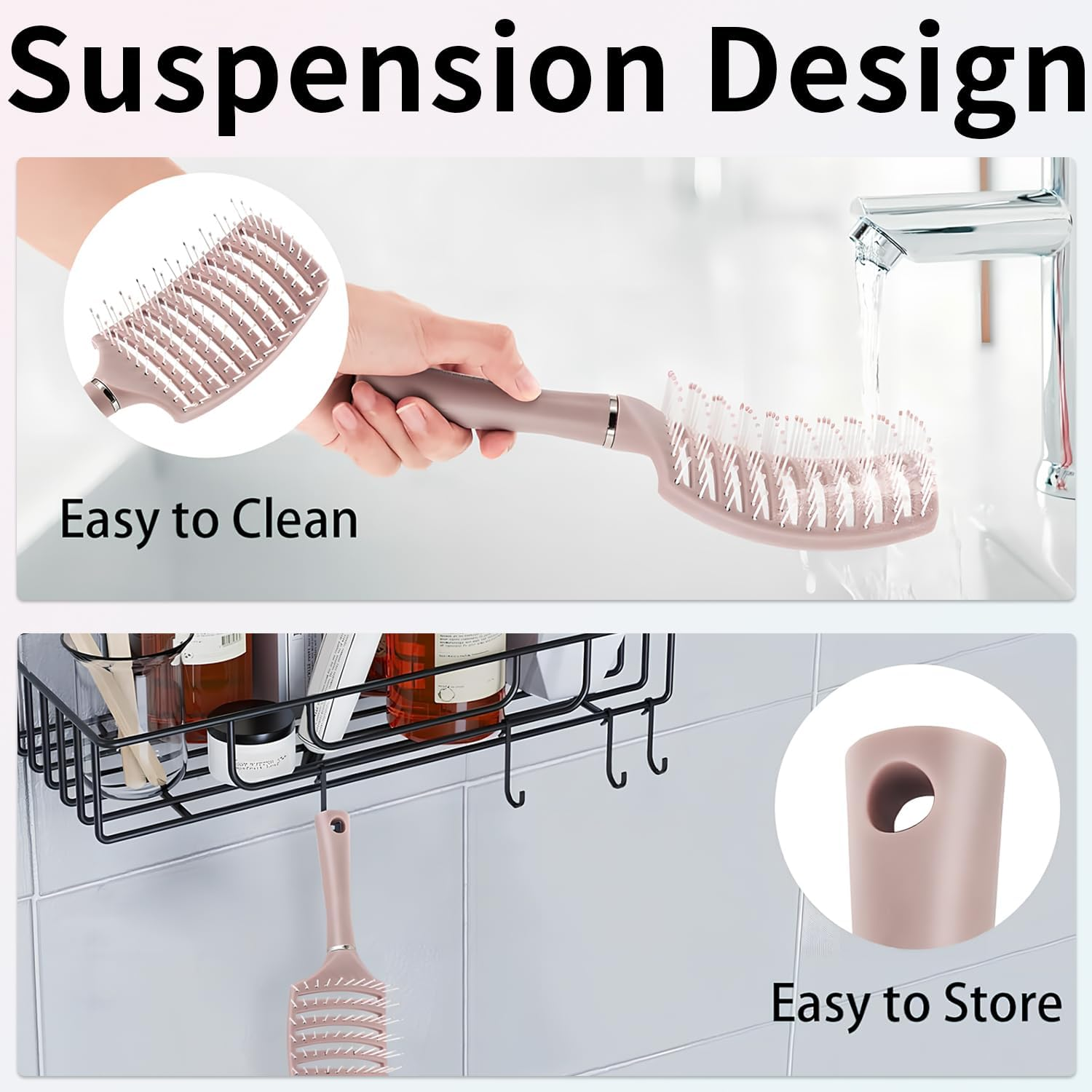 Hair Brush for Women and Men,Detangling Brush Curved Vented for Wet Dry Curly Thick Straight Hair,All Hair Types,Comfort Handle image number 1