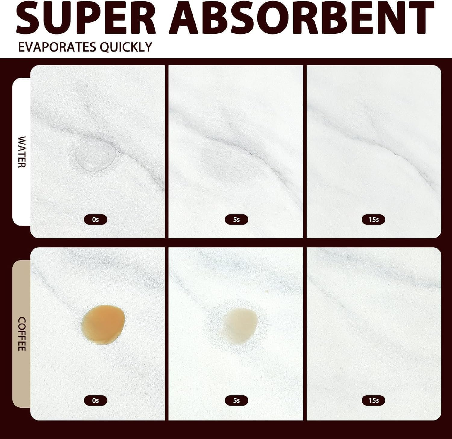 Dish Drying Mat for Kitchen Counter, 27.2"X17.4" Super Absorbent Hide Stain Dish Drying Pad with Non-Slip Rubber Backed, Quick Drying Mat for Coffee Machine Dish Rack（Whtie Marble） image number 5