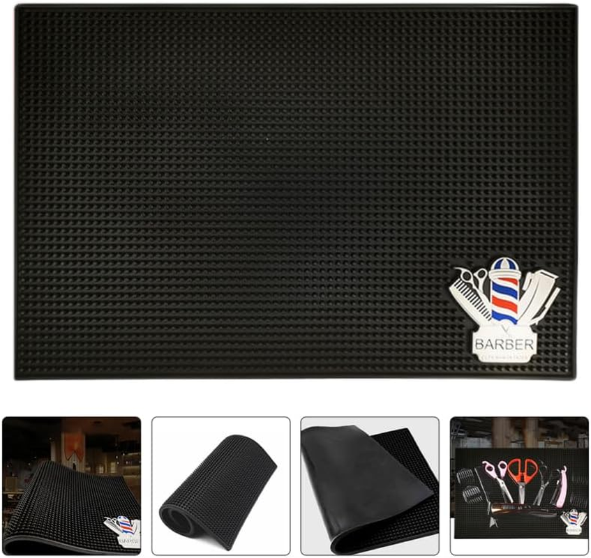 Iplusmile Silicone Barber Station Mat: 30 &times; 15 Cm Hairdressing Station Mat Non-Slip Barber Organiser Mat Professional Salon Hair Tools for Clipper Scissors and Comb image number 2