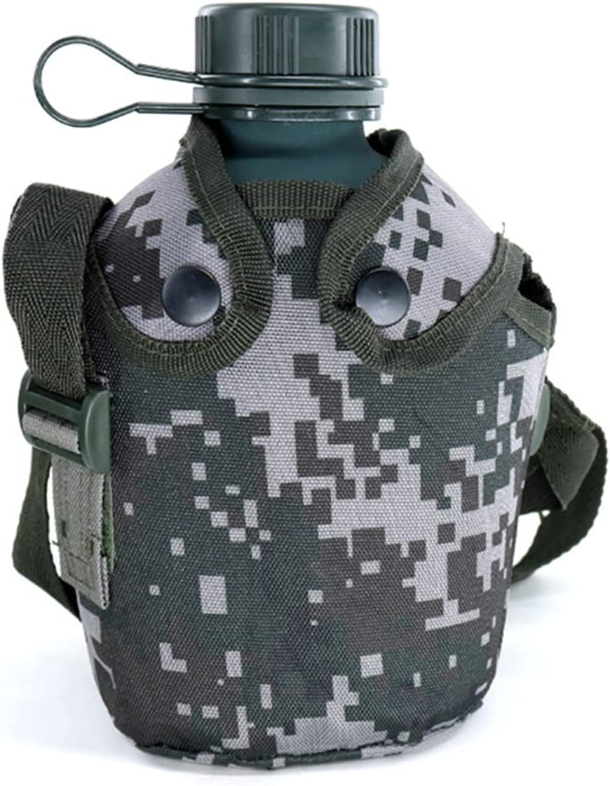 Camouflage Kettle,Titanium Military Canteen Cups,Aluminum Military Canteen Water Bottle,Army Style Water Bottle Canteen,With Cover Bag for Camping Hiking Backpacking Hunting (Jungle Camouflage)