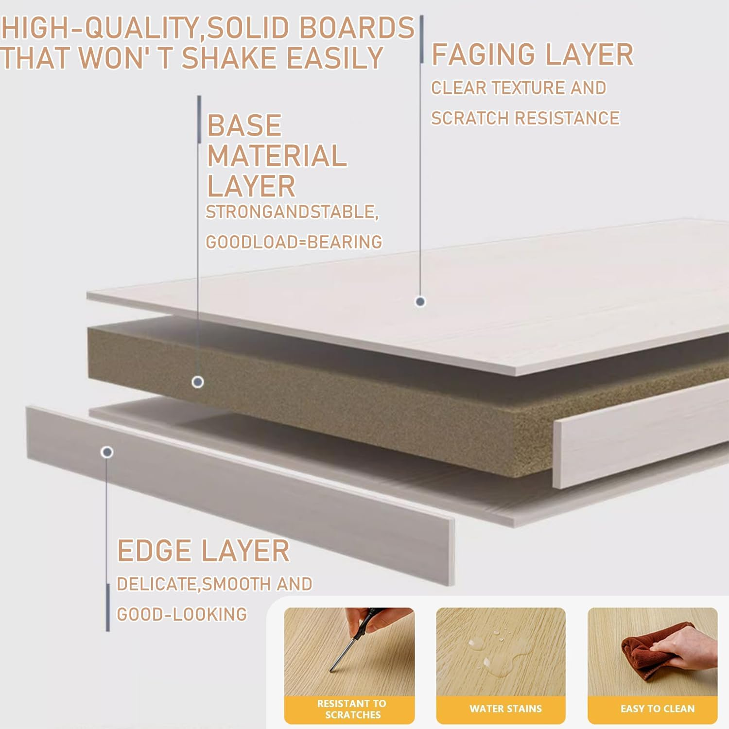 Uandhome Computer Desk, Large Standing Desk, Easy-To-Assemble Study Desk for Home, Bedroom, Office Durable Wood Table,Storage Shelves Ideal for Gaming Working and Learning(100X48X120Cm) (White) image number 4