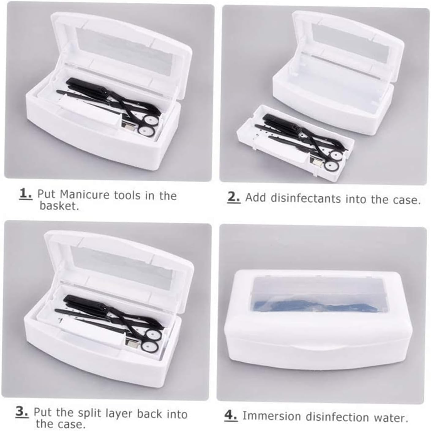 Norhogo Tray Manicure Disinfectant Box Plastic Germicidal Plunge Pool Steriliser Box for Beauty Salon Manicure Hair Tools Instruments Doctors Manicure Laboratory Cleaning Items