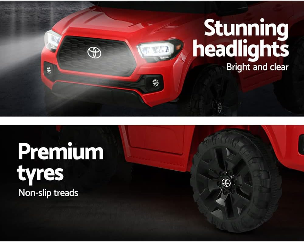 Toyota Kids Ride on Car Jeep, Licensed Tacoma Remote Control 12V Battery Horn Headlight Built-In Music 30Kg Capacity Safety Seat Belt Electric Cars for Toddlers Baby Walkers Little Tikes Kid Toy Red image number 6
