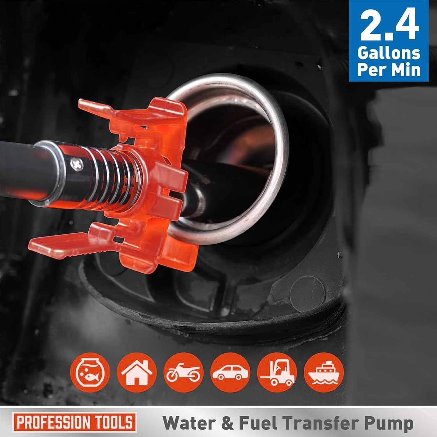 Qioon Fuel Transfer Battery-Operated Siphon Pump for Gas, Diesel, and Water, 2.4 GPM Flow, Portable Multi-Use Hand Fuel Transfer Pump for Easy Oil Extraction image number 4