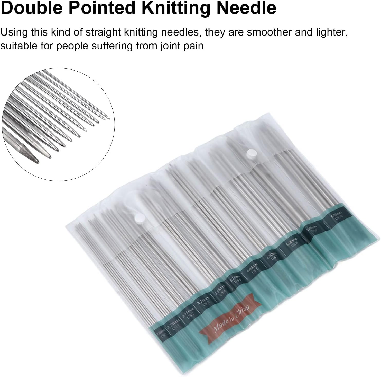 Knitting Needles, Double Pointed 55Pcs Stainless Steel Knitting Kit Household for Gloves for Scarves for Hats for Sweaters image number 4