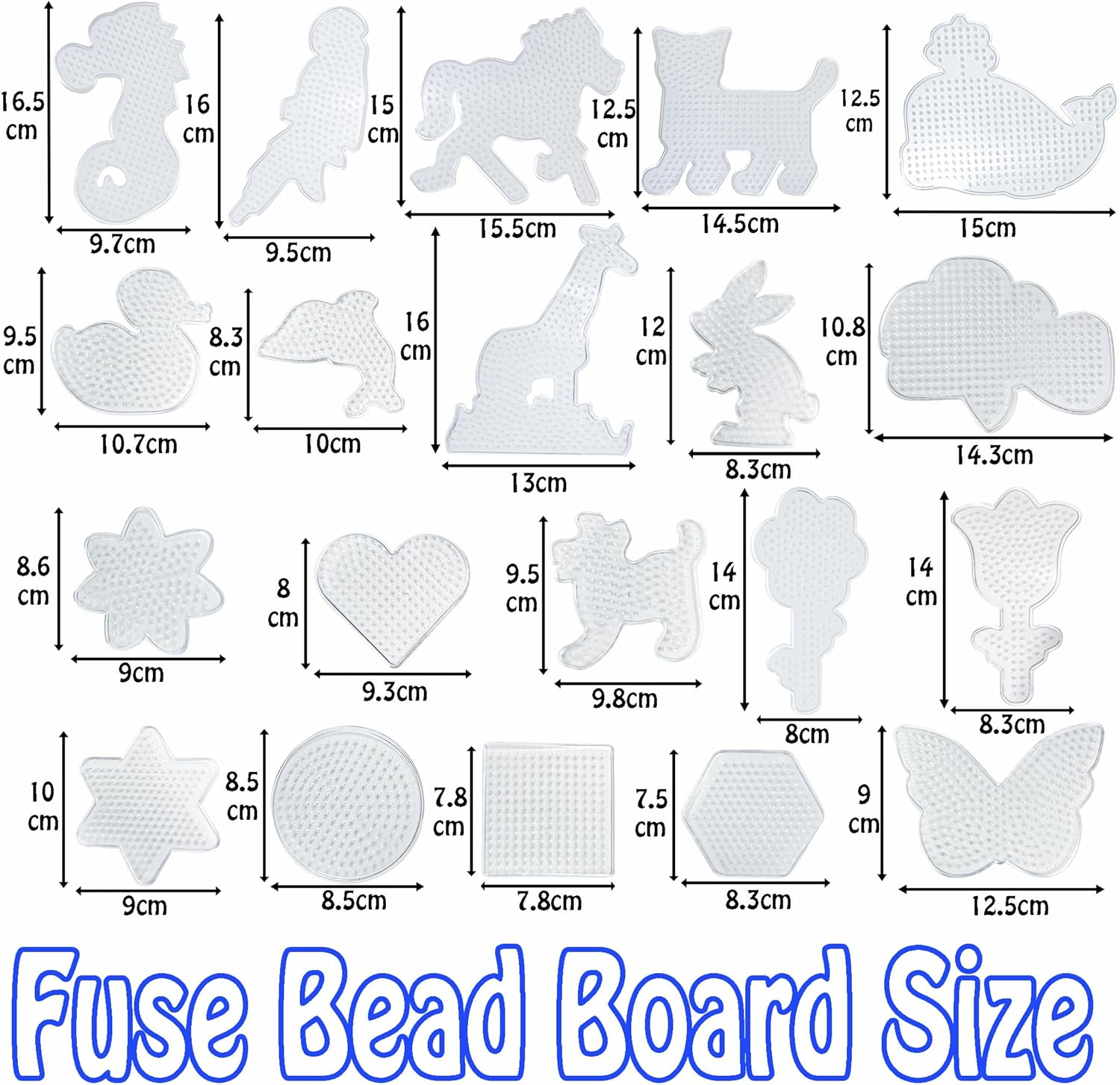 20PCS 5Mm Fuse Bead Board Craft Kit for Kids - 20Pcs Different Shapes Patterns, Fuse Beads Pegboards Is Suitable for Children'S DIY Crafts, Includes Seahorses, Parrots, Horses and More