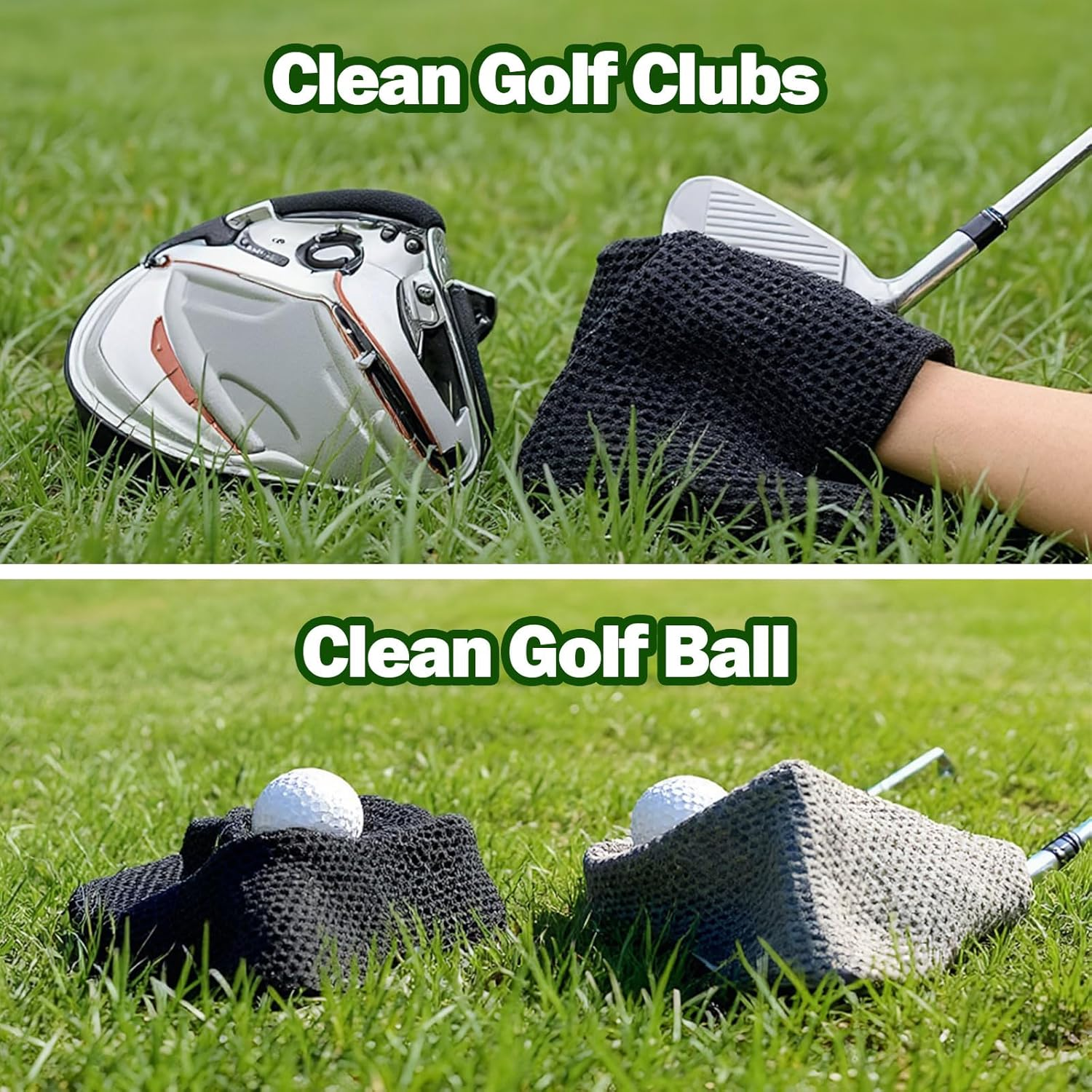 Embroidered Golf Towel with Clip Microfiber Waffle Weave Golf Club Cleaner Accessories Fathers Day Golf Present for Men Black Damaill