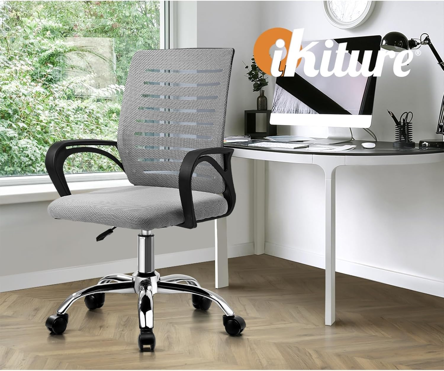 Oikiture Office Chair Ergonomic Mesh Executive Seat Gaming Racing Computer Desk Chair &ndash; Black Grey image number 3