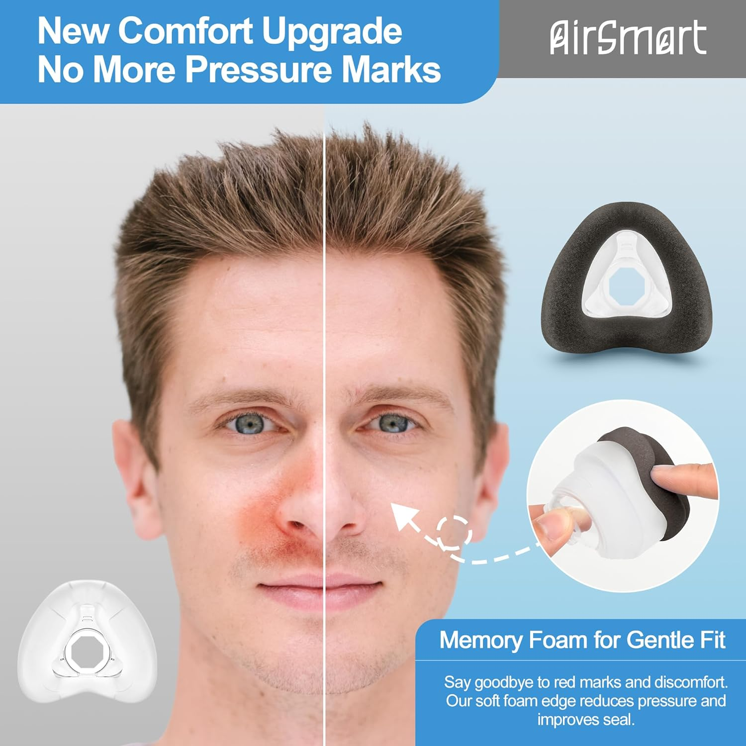 2 PCS Replacement Mask Cushion (M) Compatible with Airtouch N20 & Airfit N20, Upgraded Brown Memory Foam for Soft Fit & Comfort, Great Value CPAP Nasal Pillow for N20 Supplied by Airsmart, Medium image number 3