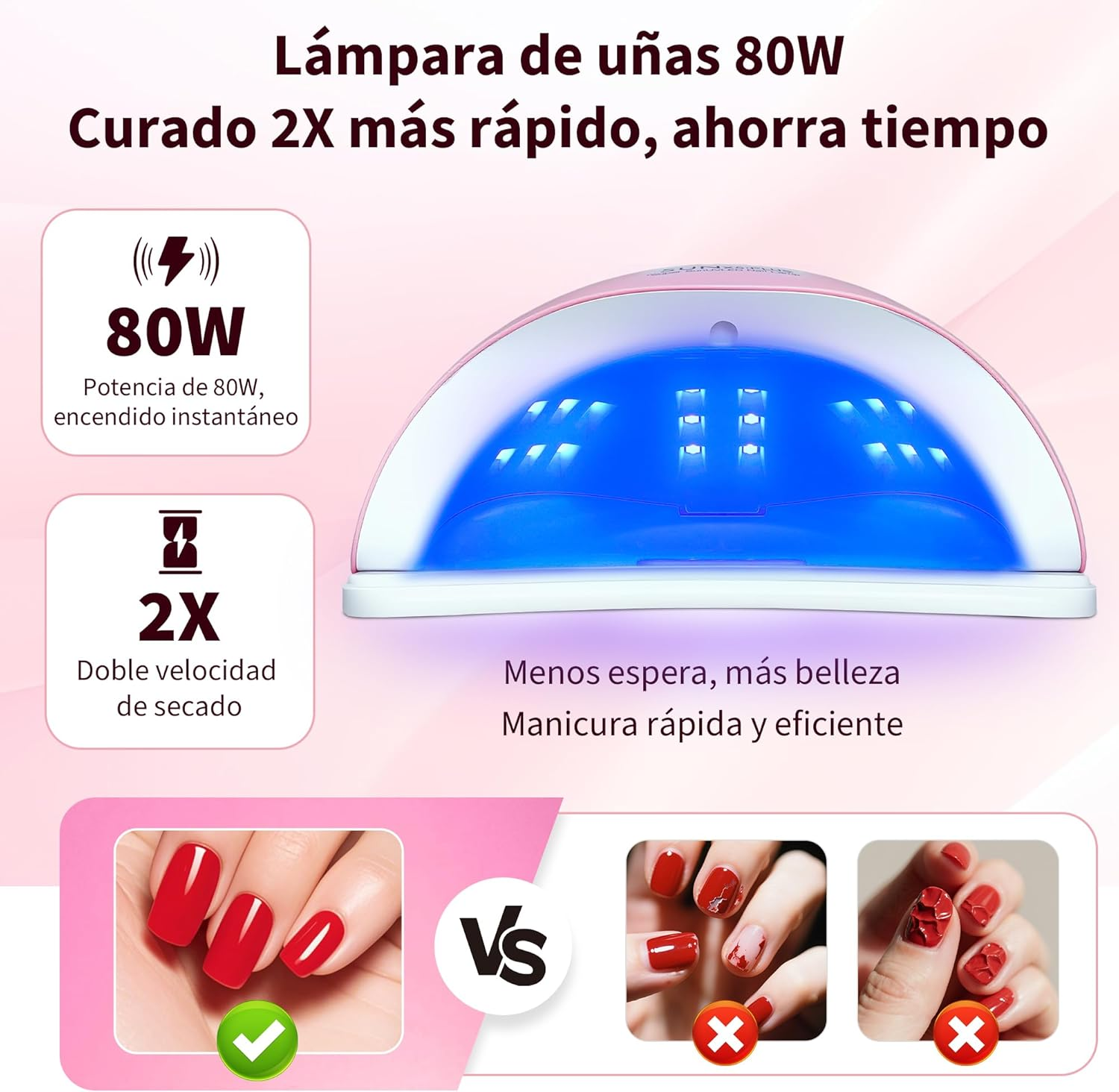 UV Nail Lamp 80 W LED Lamp for Nails with Sensor & Timer - UV Lamp for Gel Nails with 36 Leds, 4 Modes, Nail Dryer for UV Nail Polish, Manicure & Pedicure image number 6