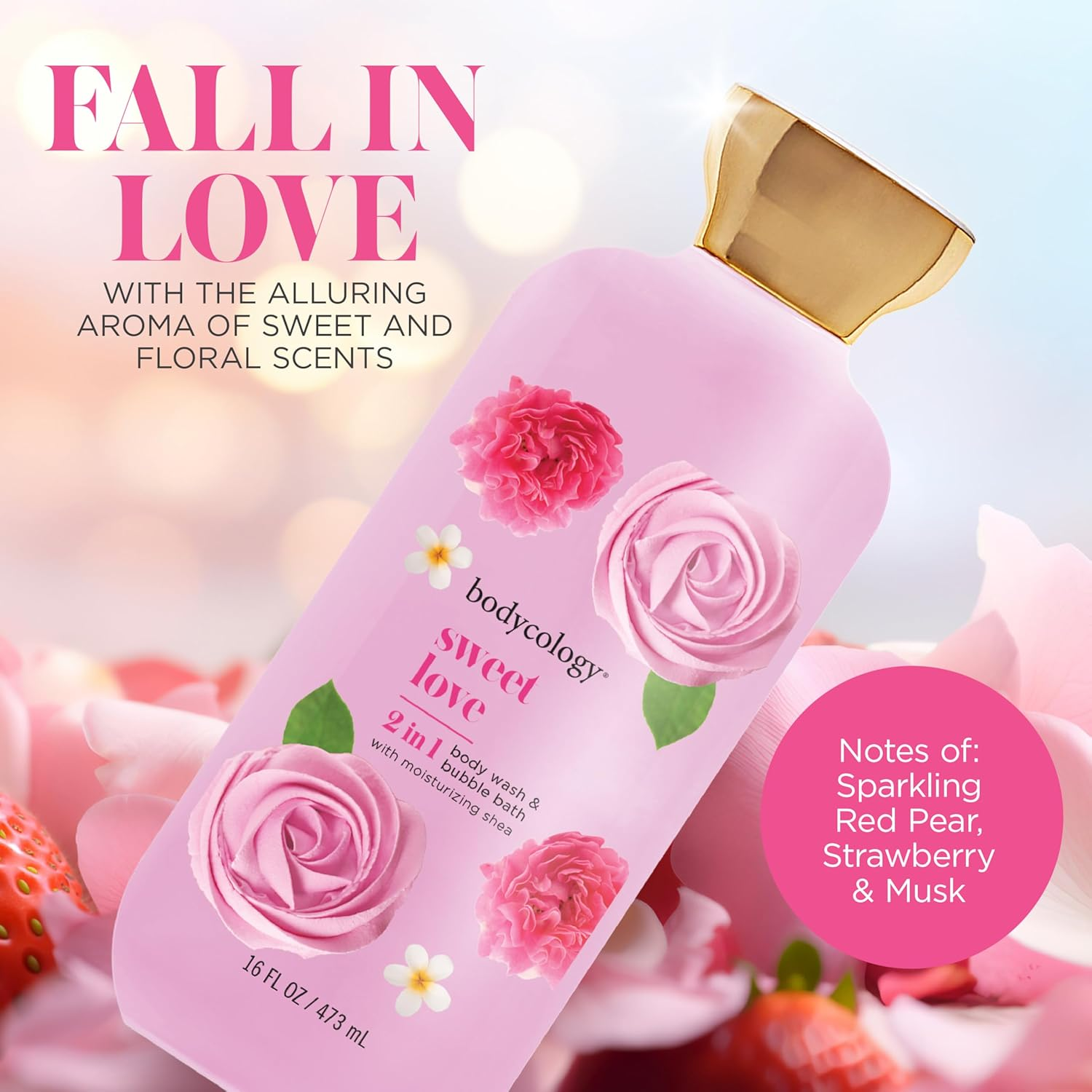 2 in 1 Body Wash and Bubble Bath - Sweet Love by Bodycology for Women - 16 Oz Body Wash image number 1