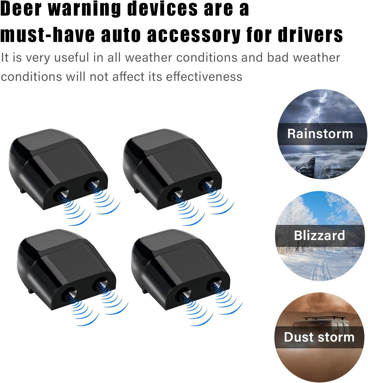 Ohleats 4PCS Deer Whistles for Car, Automotive save a Deer Whistles to Avoid Collisions, Vehicle Deer Warning Devices Horn Sensor, Universal Animal Alert Car Accessories (Black, 4 PCS) image number 3