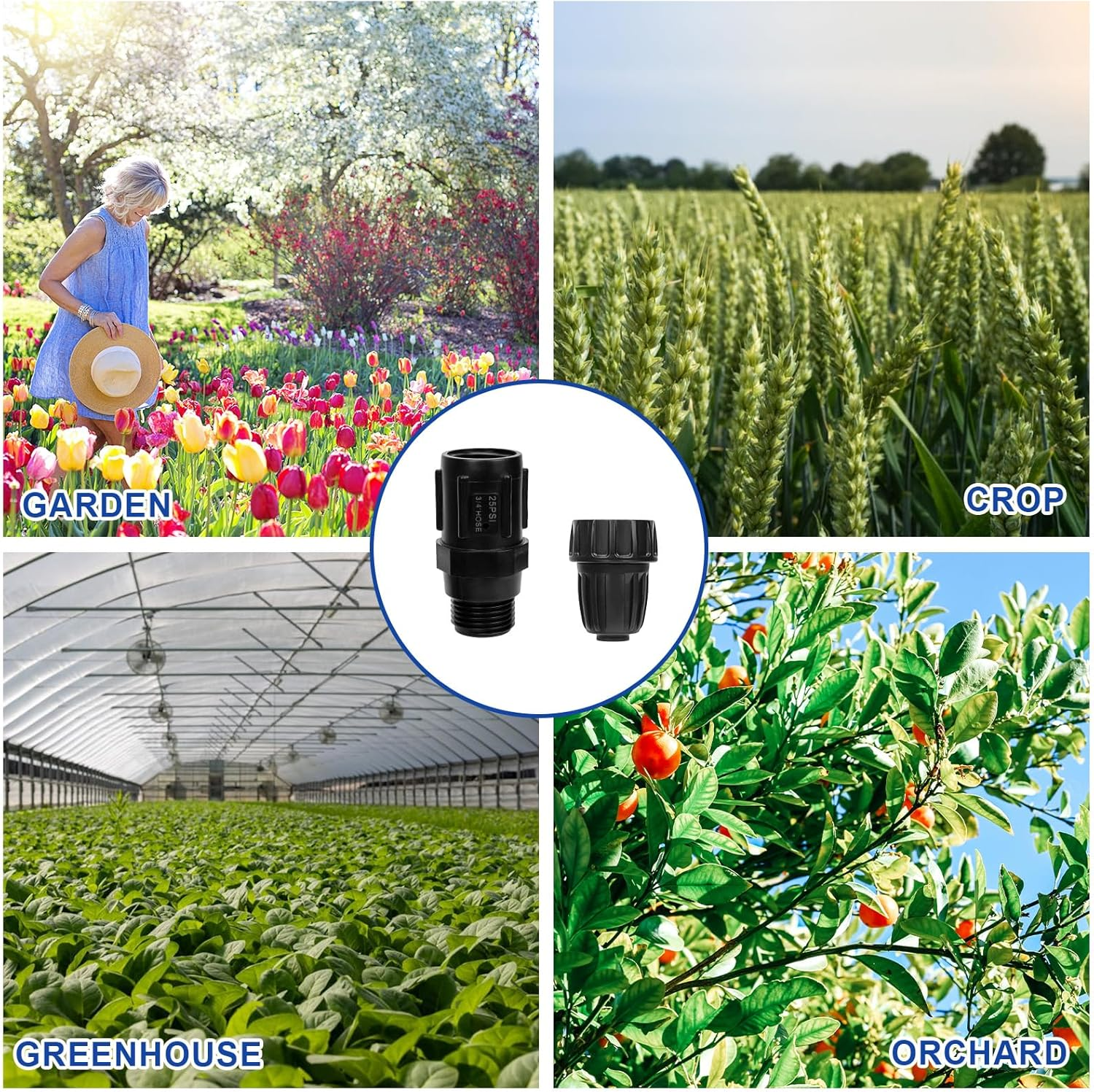 2 Sets Drip Pressure Regulator Faucet Adapter Kit, 3/4" FHT X 3/4'' MHT Water Pressure Regulator 1/2" Drip Line Adapter for Drip Irrigation Systems (25 Psi) image number 4