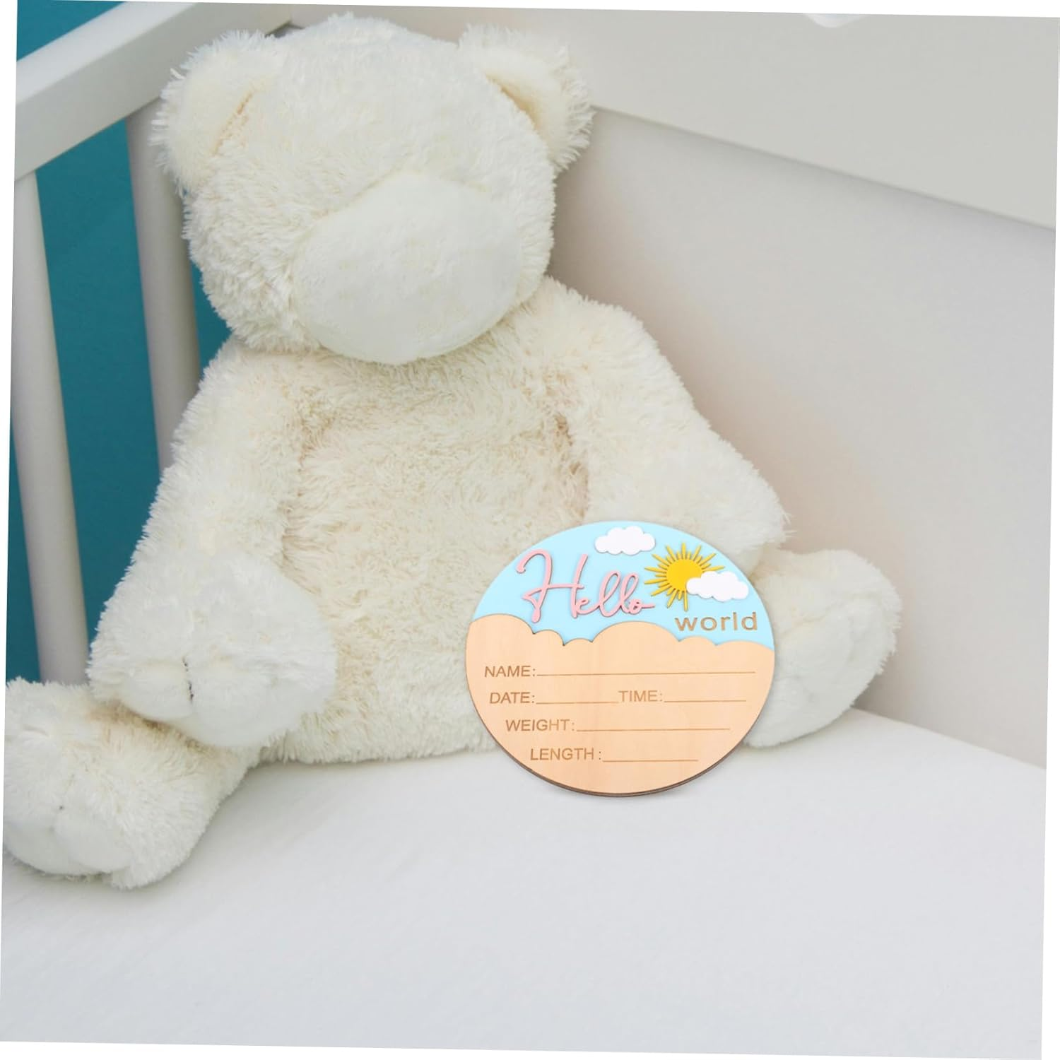 BESPORTBLE round Name Plaque for Photo Props for Shower Nursery Safe Smooth Finish Keepsake for Newborn Boys - Multi image number 2