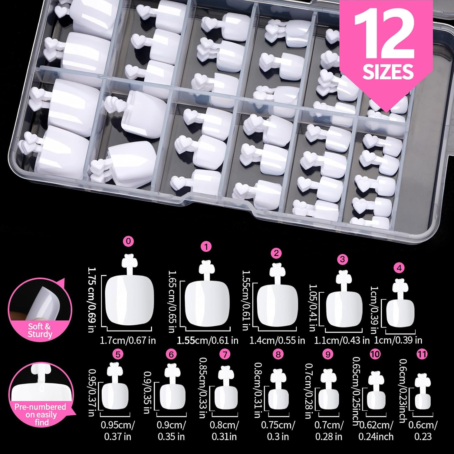 Teenitor White Press on Toenails for Women with Nail Glue, 120Pcs White Toe Nail Press Ons Acrylic Toenail Kit, Toe Nail Tips Square, Fake Toe Nails Glue on Toe, False Toenails for Missing Toenail image number 3