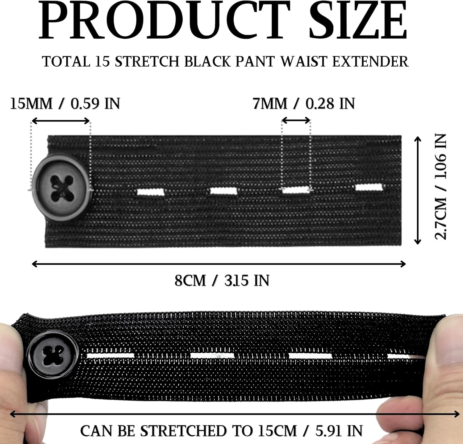KEYRI 15 Pcs Pants Waist Extender Trouser Adjustable for Men Women Button Extender Waistband No Sewing Instant Waistband Extension for Trousers Jeans Pants Slacks Pregnant Trousers image number 2
