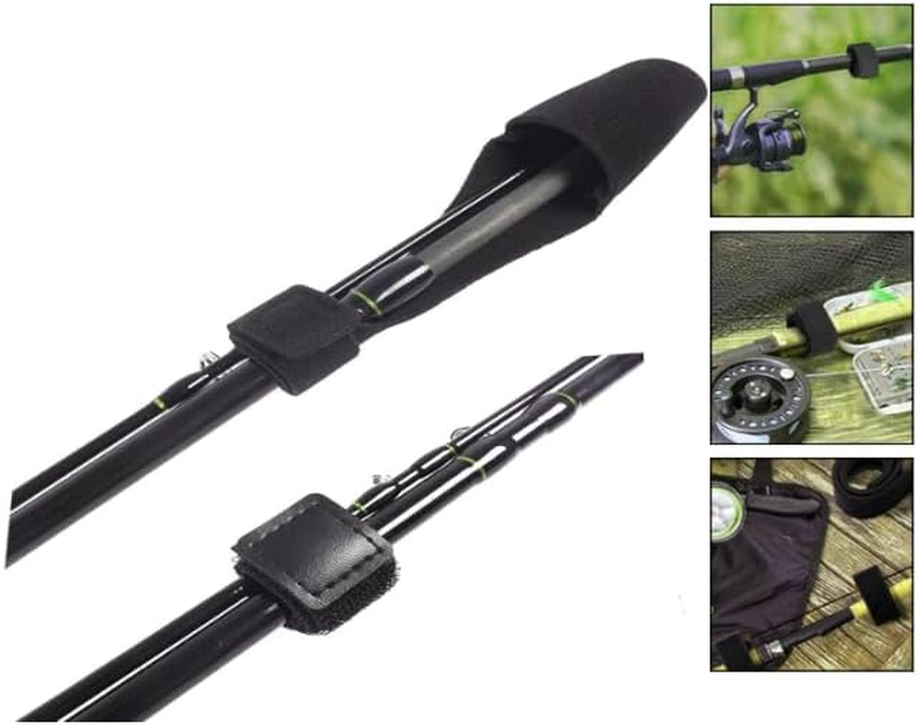 Baitcasting Rod Fastener Straps Tip Covers Protect Your Fishing Pole, 10Pcs Non-Slip Fishing Rod Holder Straps and Pole Cap Set, Baitcasting Rod Straps Tip Covers Elastic Fishing Rod End Caps image number 5