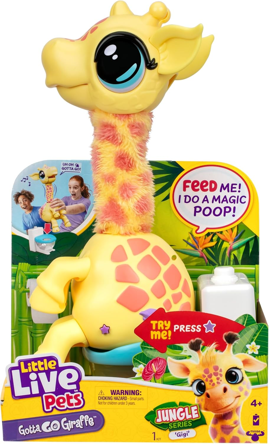 Little Live Pets Gotta Go Giraffe Gigi | Interactive Pet - Feeds, Poops Out Magical Poop. Sings & Dances with Wobbly Neck. for Kids Ages 4+. 13Cm/12In Tall. Comes with Toilet. image number 6