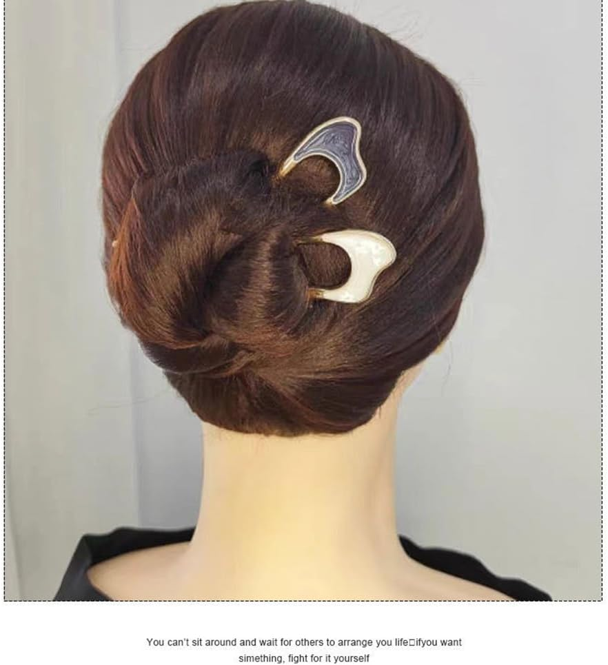 Visxcnu 6 Pieces French Hair Pins, U Shaped Metal Hairpins 2 Prong Updo Chignon Pins for Weddings Dating Vintage Hair Fork Hair Pin for Girls Women Hair Accessories image number 3