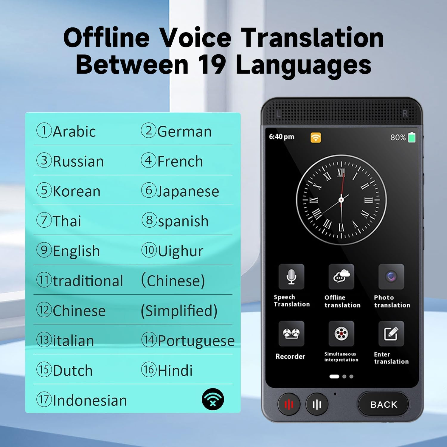 Language Translator Device, Two Way Real-Time Voice/Photo Translator with 142 Languages, Portable Online/Offline Instant Translation for Business Learning Travel, 4.0 Inch HD Touch Screen image number 6