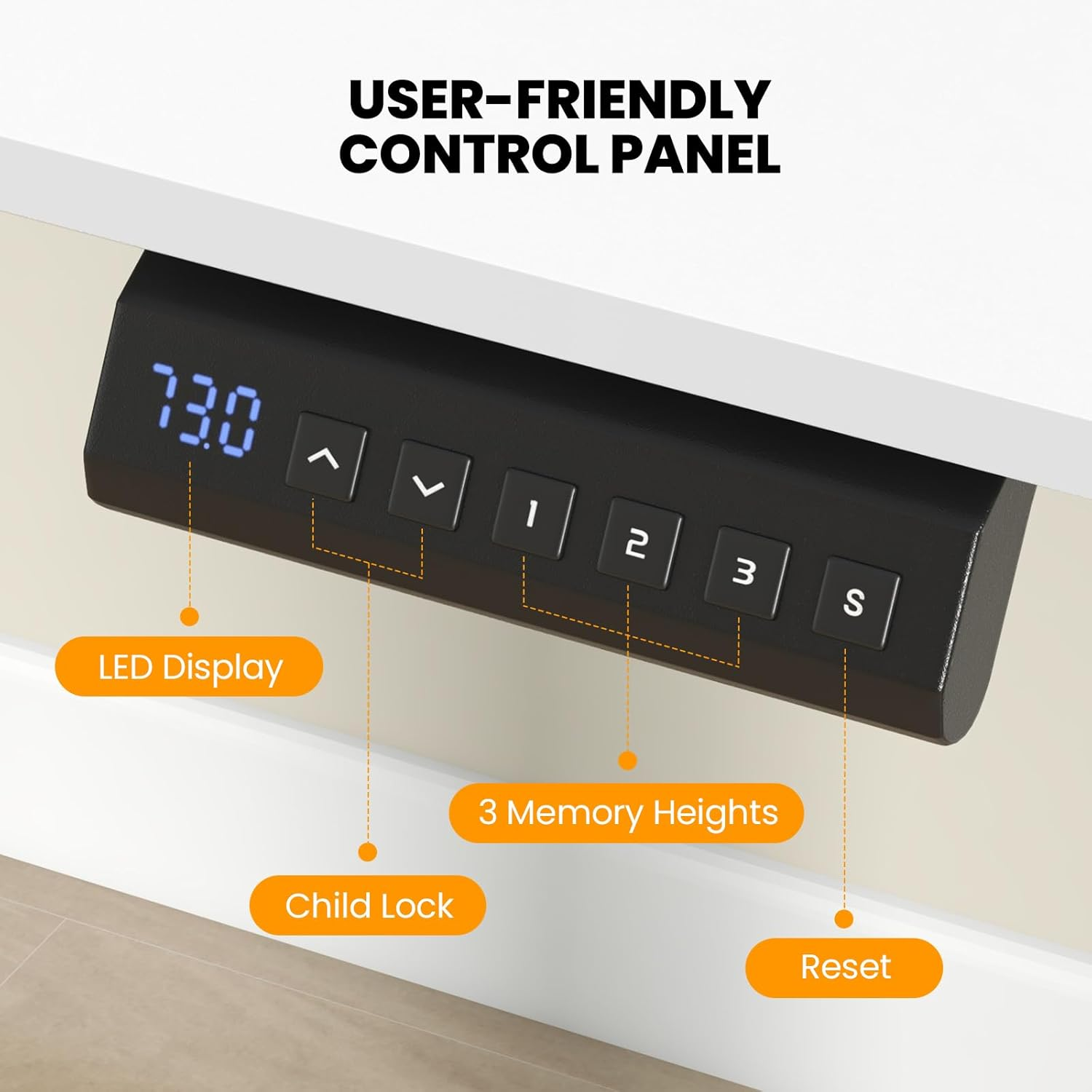 Giantex Electric Standing Desk, 160 X 60 Cm Large Sit Stand Desk W/ 3 Memory Heights, Height Adjustable Computer Desk W/ 2 Hanging Hooks & Cable Holes, Anti-Collision Design, for Home Office (White) - White image number 3
