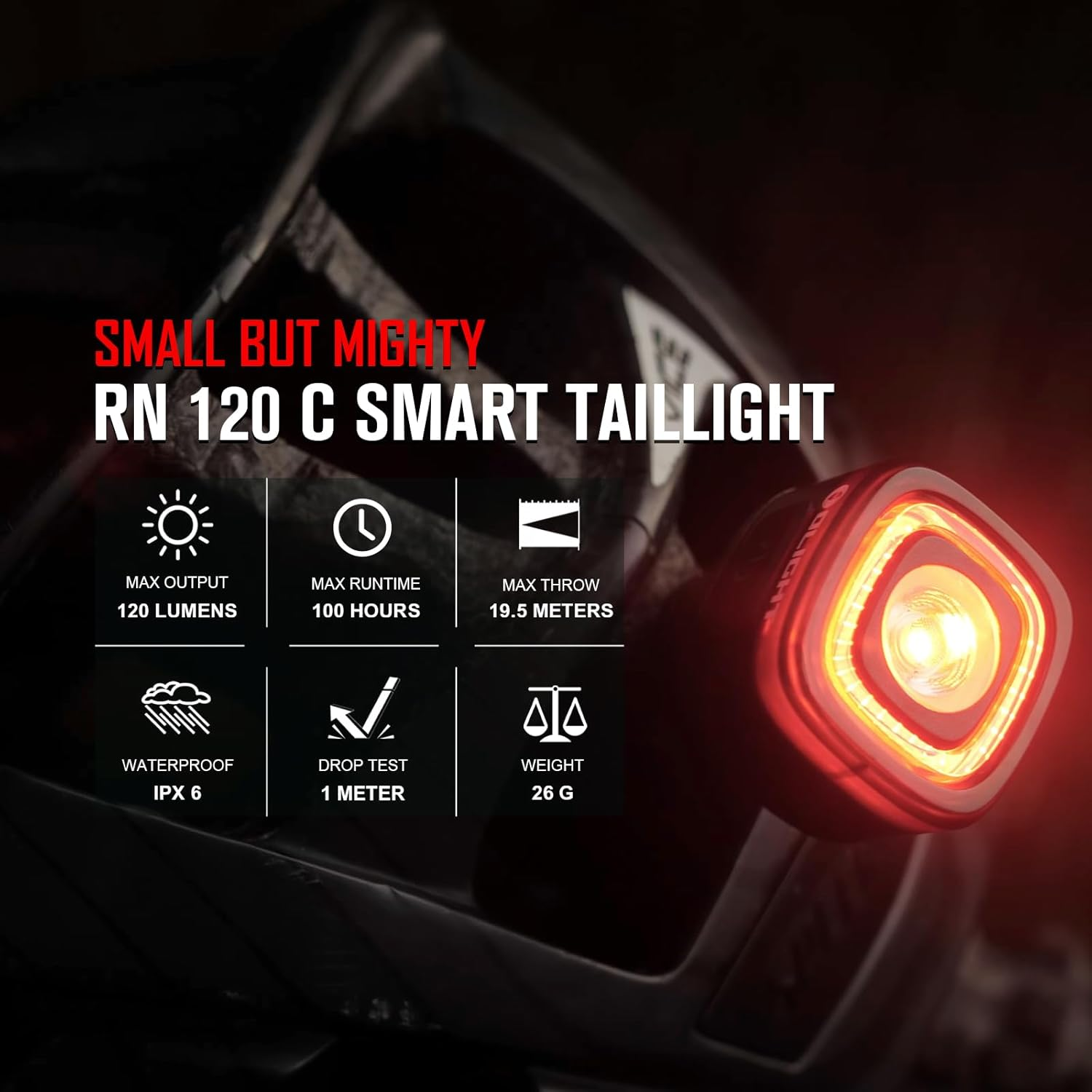 OLIGHT Rn120C（Type-C） Port Powerful Bike Taillight Max 120 Lumens Rechargeable for Daily Commuting and Road Cycling image number 6