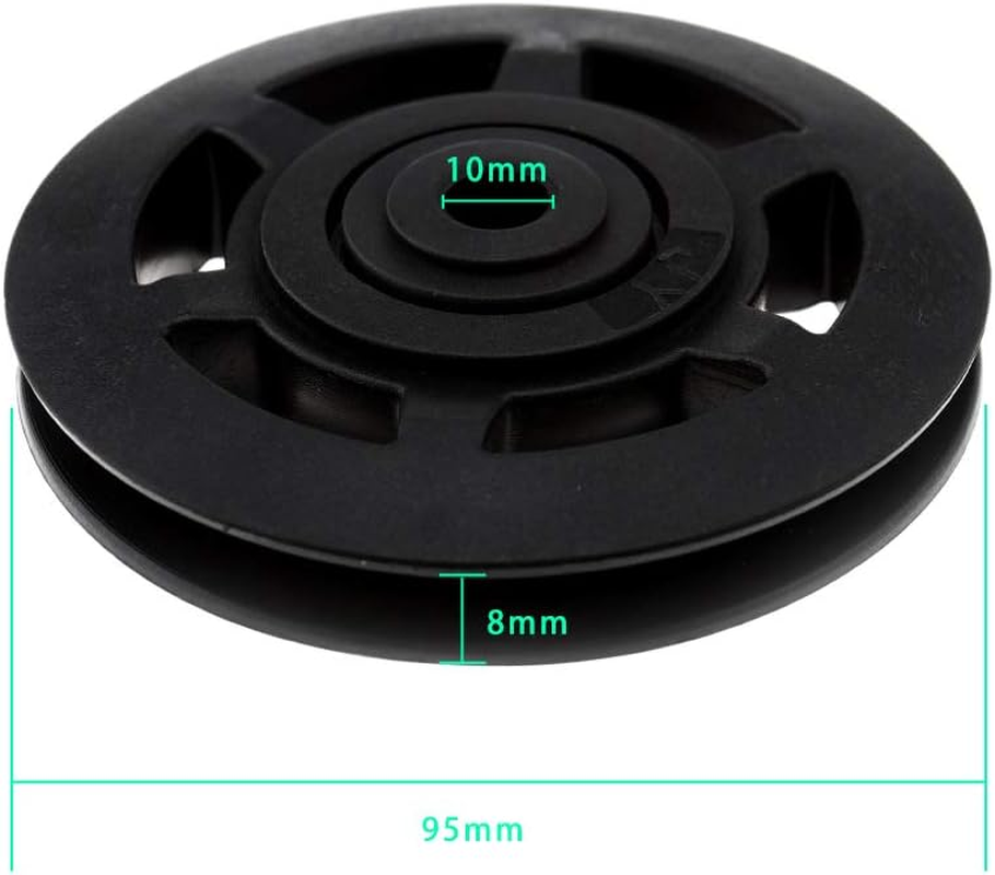 Pair of 95Mm Universal Wearproof Black Bearing Pulley Wheel Cable Gym Equipment