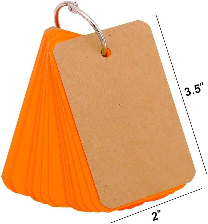 300 Pieces Multicolor Kraft Paper Binder Ring Easy Flip Flash Card/Study Cards/Memo Scratch Pads/Bookmark/Diy Greeting/Index Card Stock/Note Card 2.2 X 3.5 Inches (50 Sheets per Set) image number 6
