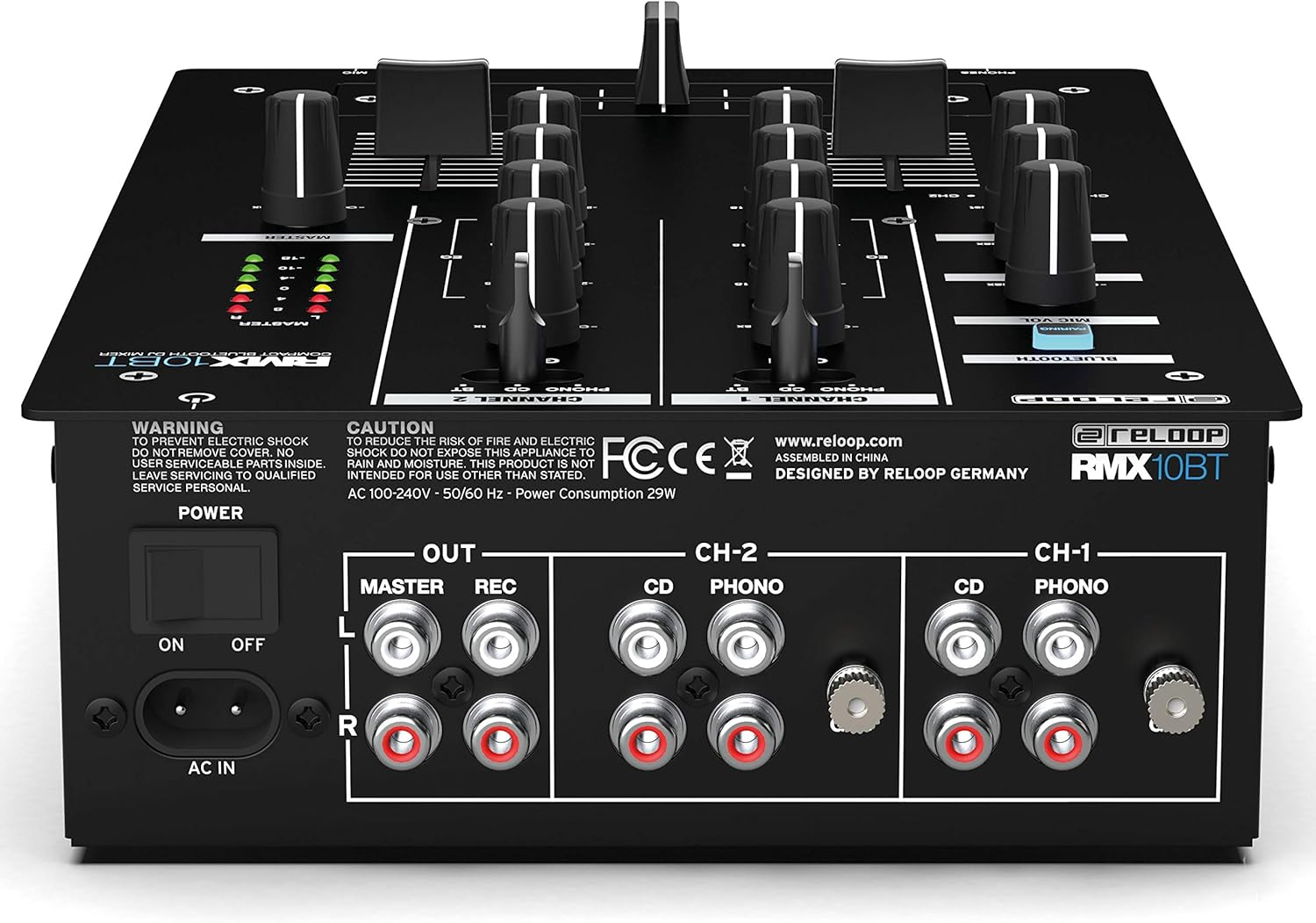 Reloop RMX-10BT 2-Channel DJ Mixer with 3-Band EQ and Bluetooth Input for Wireless Music Streaming from Your Smartphone/Tablet Directly to Your Mixer image number 3
