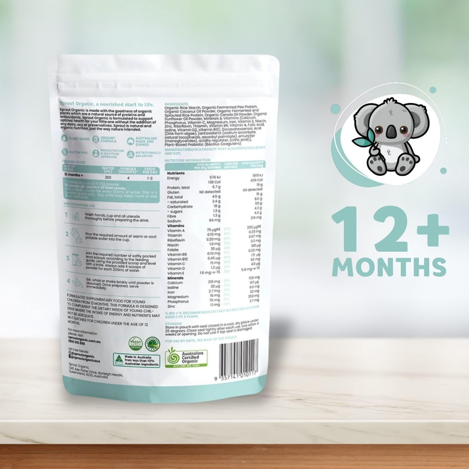 Sprout Organic Vegan Toddler Drink, Plant-Based Baby Food for 12 Months and Above, Baby Foods Enriched with Vitamins, Minerals and DHA, Dairy-Free, Lactose-Free, Soy-Free, 700G (Pouch) image number 1