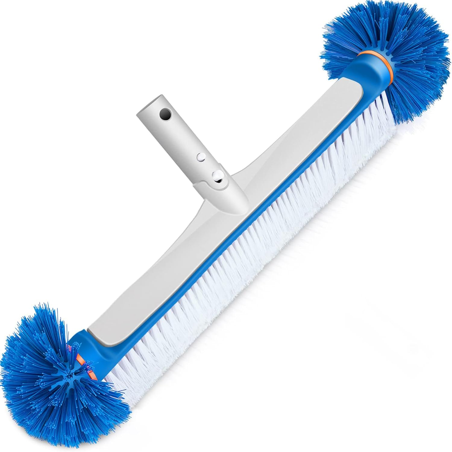 Tidymister Pool Brush 17.5'' Heavy Duty Swimming Pool Brushes for Cleaning Pool Walls & Tiles & Floors & Corners Scrub Brush Head Reinforced Aluminum Back (Pole Not Included)