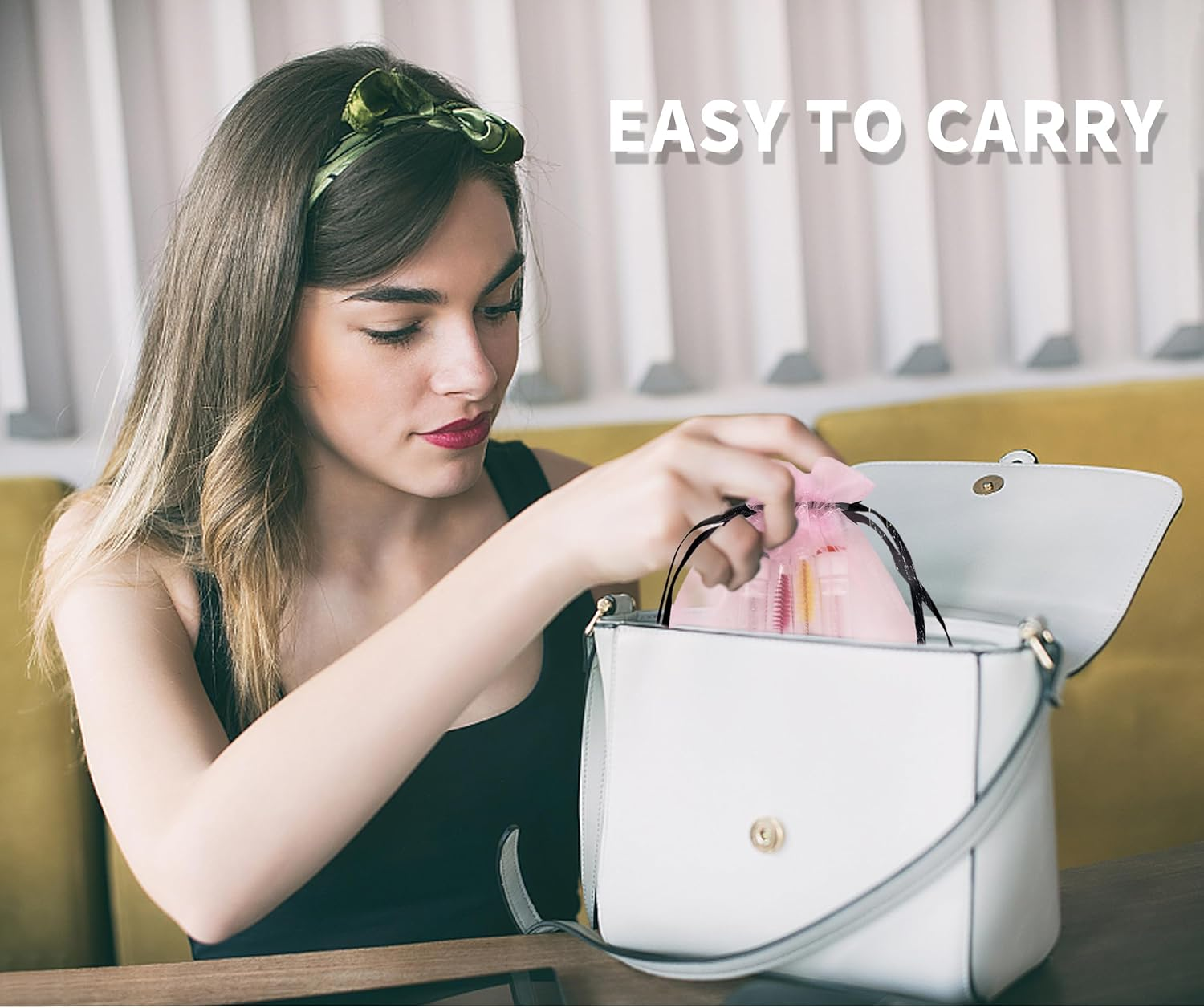 Jexila 100 Pack Pink Lash Bags for Clients Eyelash Aftercare Lash Extension Kit Bags Pink Mesh Makeup Bag with Drawstring Cosmetic Organza Gift Bag for Small Business Supplies image number 4