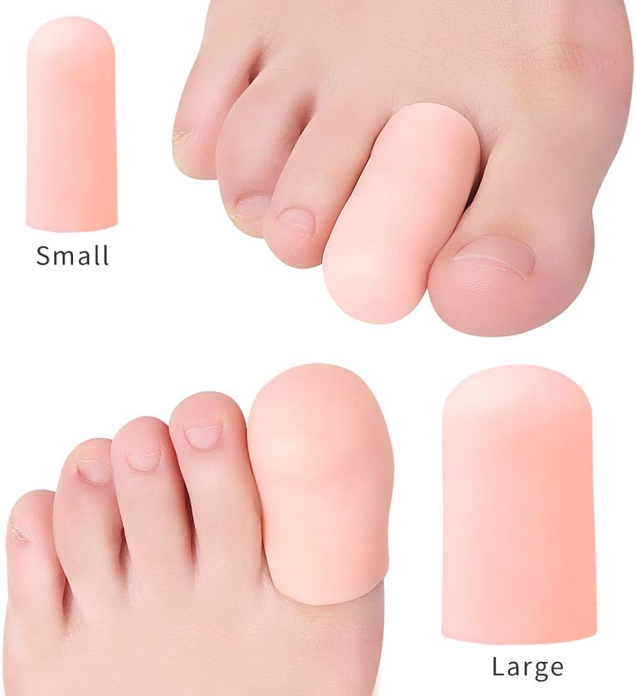 Toe Cushion Tubes Sleeves Soft Gel Corn Pads Protectors for Friction Pain Relief Foot Care Tool Finger Protect (Large X 4Pcs+Small X 4Pcs, Beige) - Beige image number 6