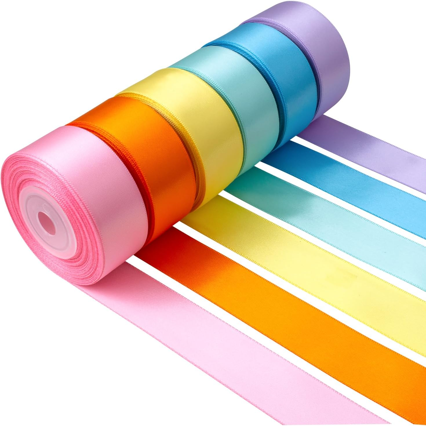 Black and White Satin Ribbon 1 Inch Wide Assorted Solid Color Double Faced Satin Ribbon for Wedding Flower Bouquet Wrapping Gift Wrapping Hair Bows Crafts