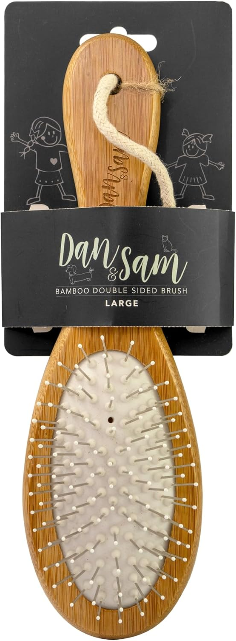 Dan & Sam Bamboo Double Sided Brush, Large - Eco-Friendly Grooming Tool, Natural Handle, Soft & Firm Bristles - Ideal for Pets with All Coat Types image number 1