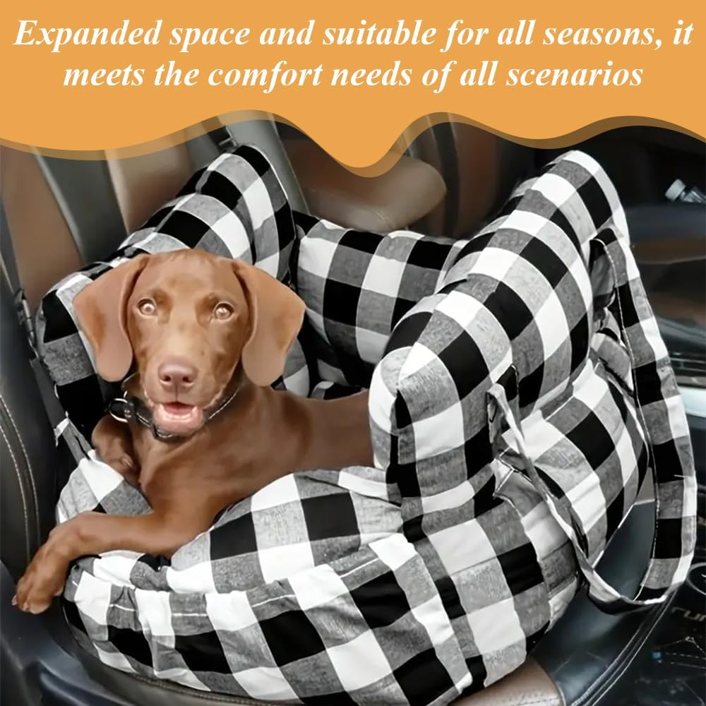 Pet Car Seat,Dog Car Travel Carrier,Dog Booster Seat,Car Booster Seat,Pets Portable Travel Bed,For Small Dogs,Pet Bed to Portable Travel,Outdoor,Travel Accessories (Black and White) image number 6