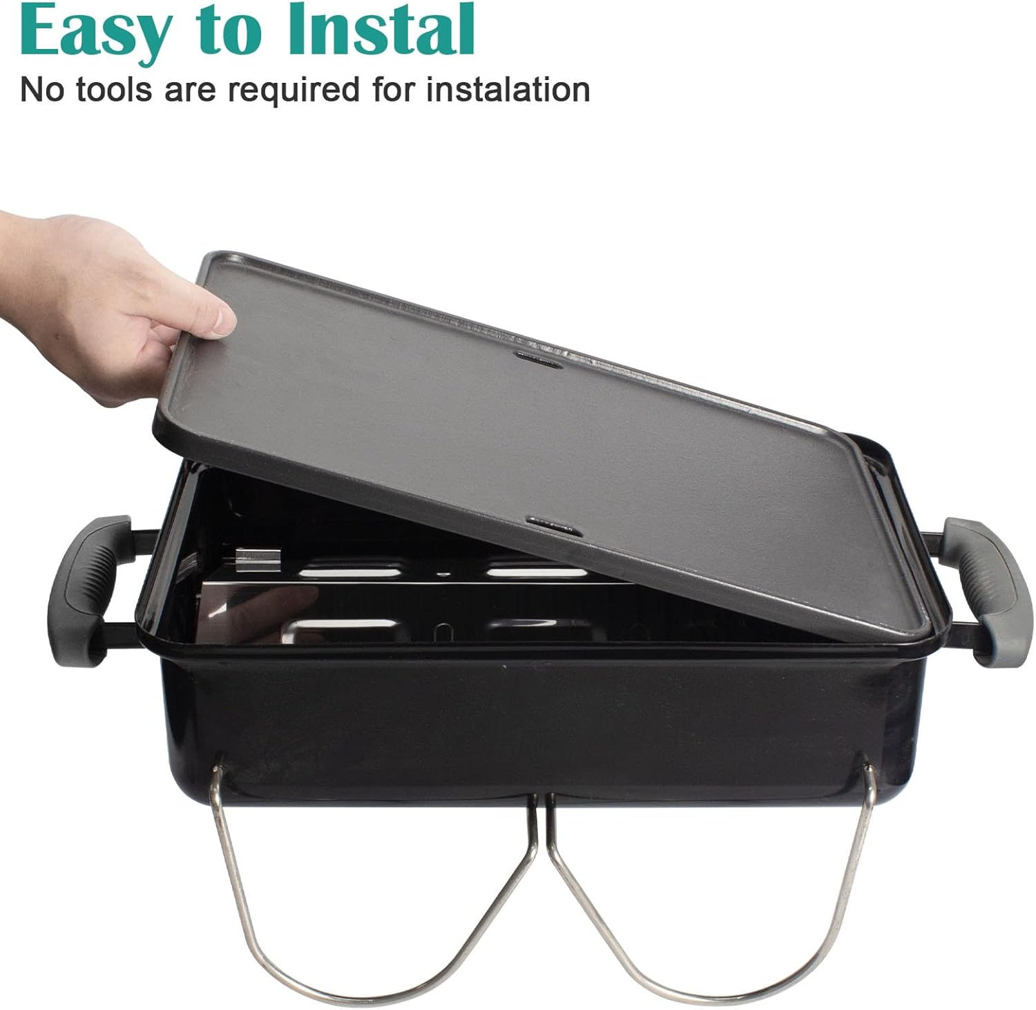 Cast Iron Grill Griddle for Weber Go-Anywhere Charcoal and Gas Grill, Flat Top Griddle Replaces 80631, 70211, 3634, 67195, 16" X 10" image number 4