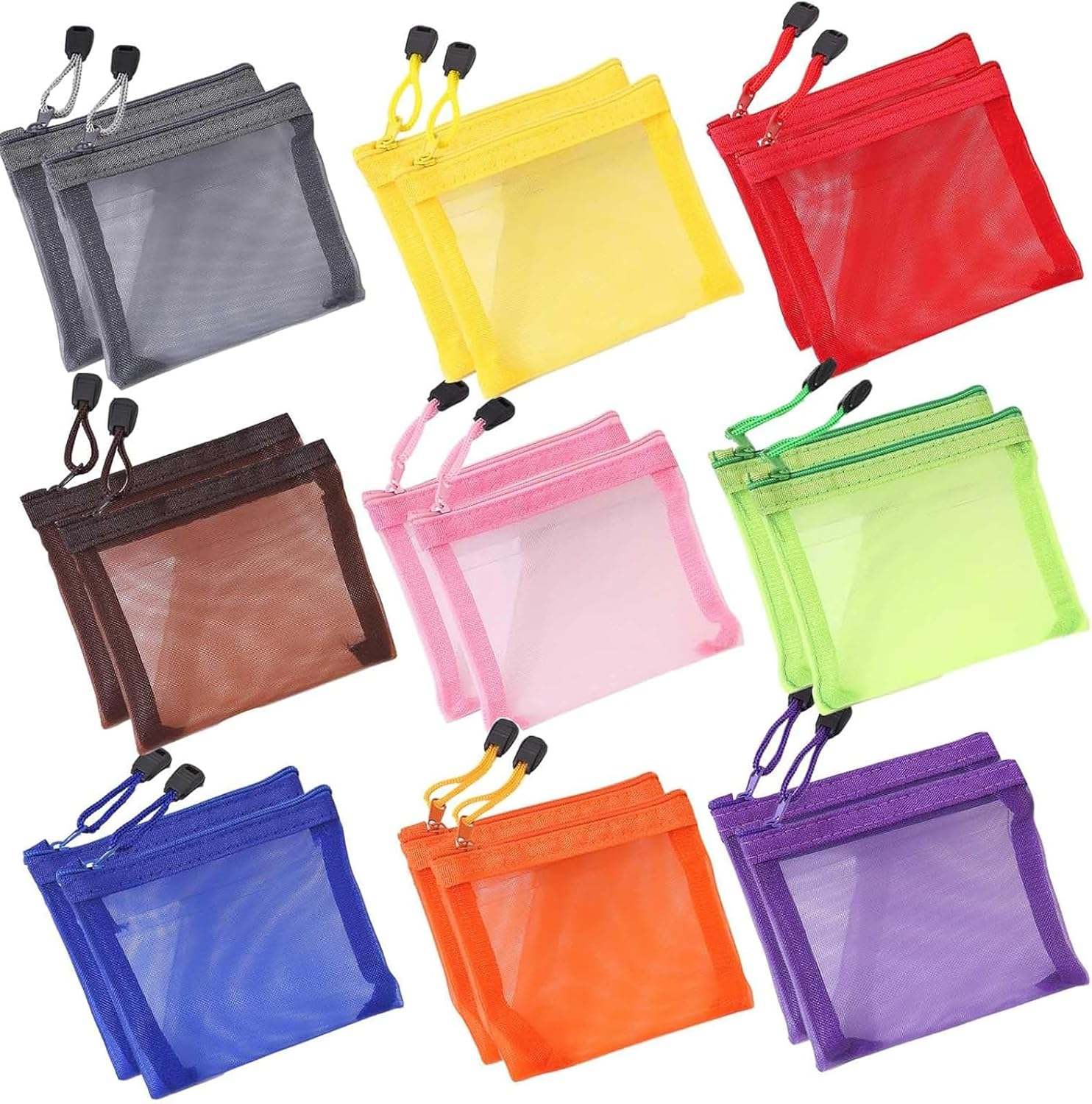 Fokmuaex 18 Pcs 12X10Cm Mini Reusable Nylon Mesh Zipper Bags - Sturdy Zipper Pouch Organizer for Travel, Office & Daily Use - Perfect for Makeup image number 5