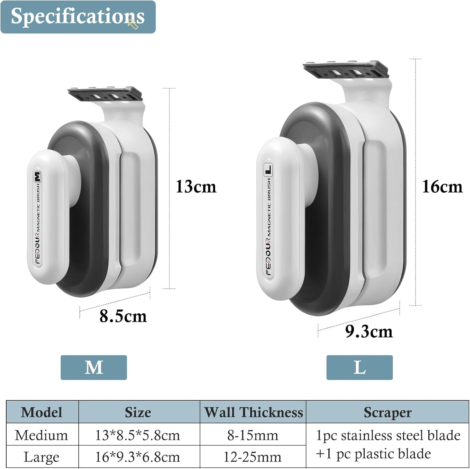Aquarium Strong Magnetic Cleaner with 2 Detachable Algae Scraper, Fish Tank Magnet Cleaning Tool, Aquarium Floating Scrubber Brush for Glass and Acrylic Tanks 8-15Mm (Medium) image number 5