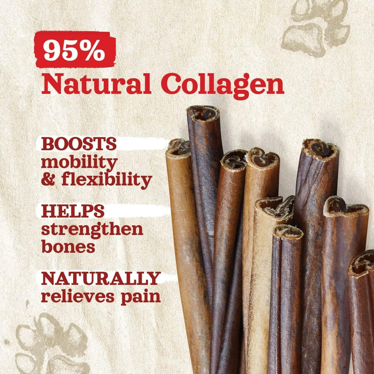 Natural Farm Collagen Sticks 6-Inch Dog Chews - Odor-Free, 95% Natural Collagen Supports Healthy Joints, Skin & Coat - Small, Medium Dogs &ndash; Lasts 20% More (6 Inch, 5 Pack)