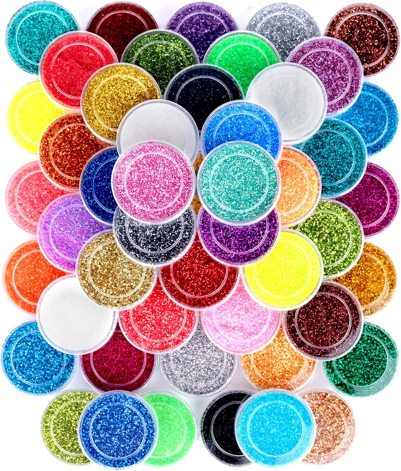 FANDAMEI 48 Colors Nail Glitter Set, 48 Boxes 5G Nail Art Glitter, Fine Glitter Powder for Eyeshadow, Cosmetic, Arts, Crafts, Decoration. Body Glitter, Face Glitter for Festival, Makeup, Halloween