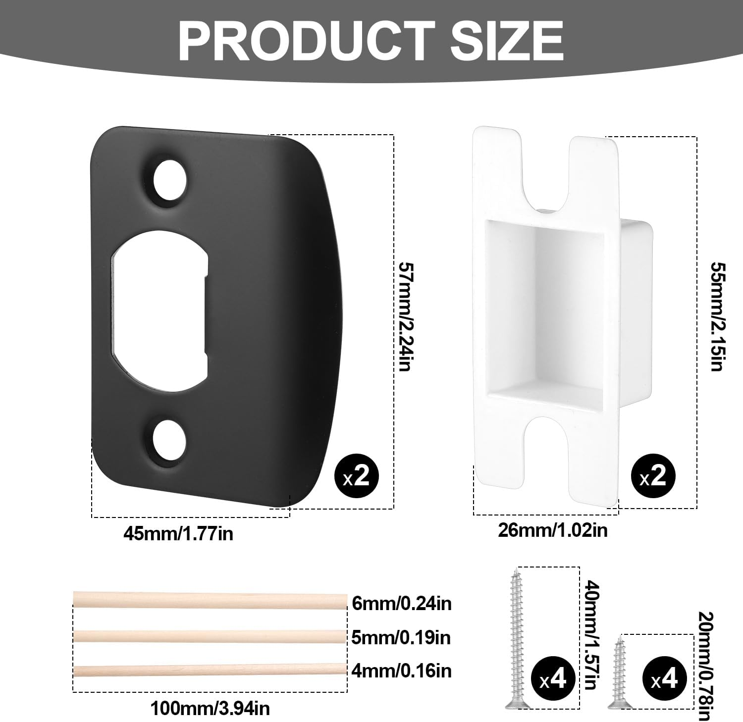 1 Set Door Strike Plate, Standard Door Latch Restorer Striker Lock Plate Heavy Duty Latch Reinforcement Plate Security Hardware for Home Office Store Exterior Interior Door Repair Fix (Black) - Black image number 4